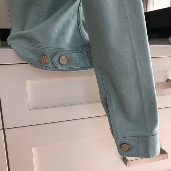 Talbots Casual Denim Jean Jacket w Metal Hardware in Soft Green Size XS NWT - Picture 7 of 13